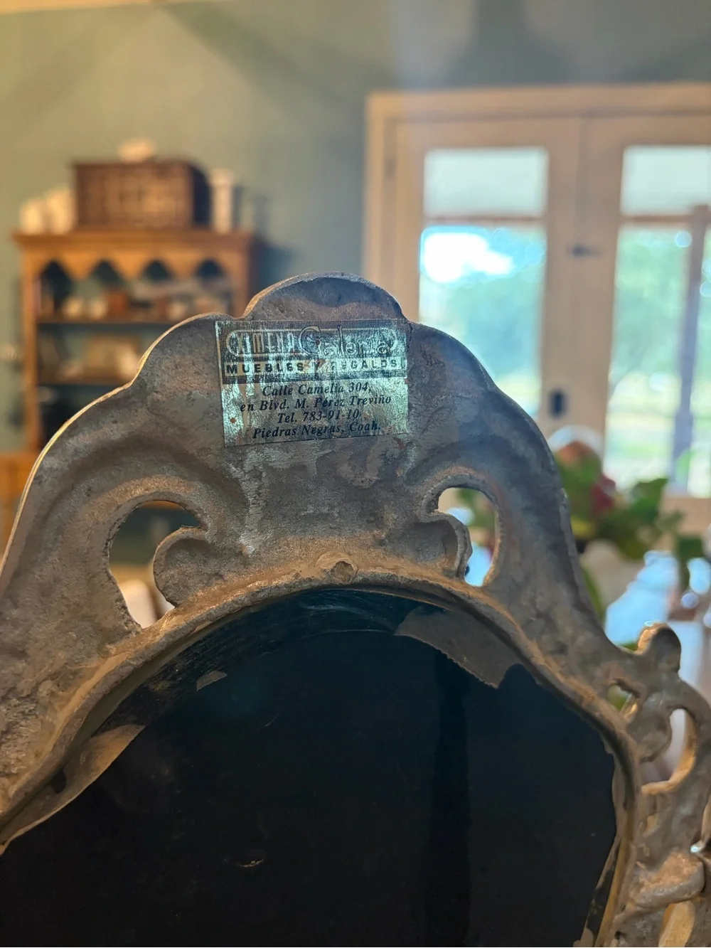 Ornate Decorative Table Mirror in Antique Silver